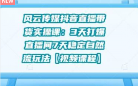 风云传媒抖音直播带货实操课：3 天打爆直播间 7 天稳定自然流玩法【视频课程】